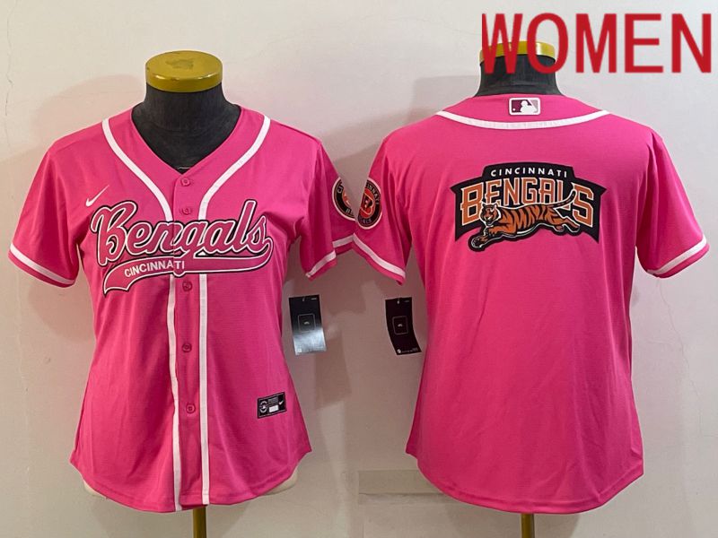 Women Cincinnati Bengals Blank Pink 2022 Nike Co branded NFL Jersey->women nfl jersey->Women Jersey